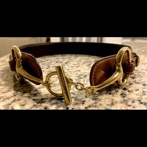 Gucci brown leather horsebit belt